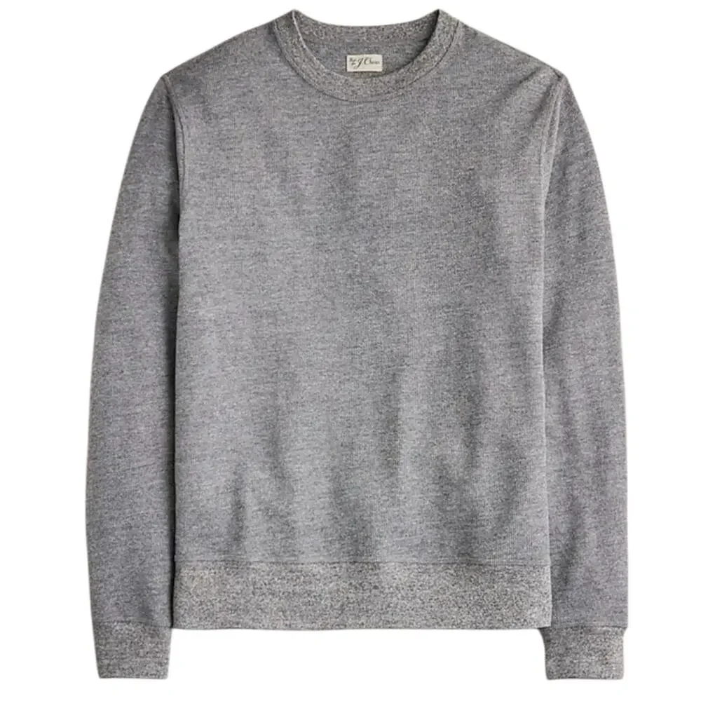 J Crew Mens Long Sleeve Textured Sweater Crewneck Gray Heather Nebula Soft Large